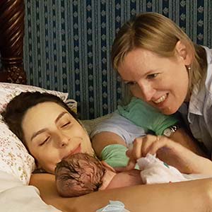 Greta and Joyce with baby